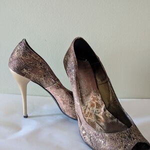 Chic Brown and Cream Women's Heels